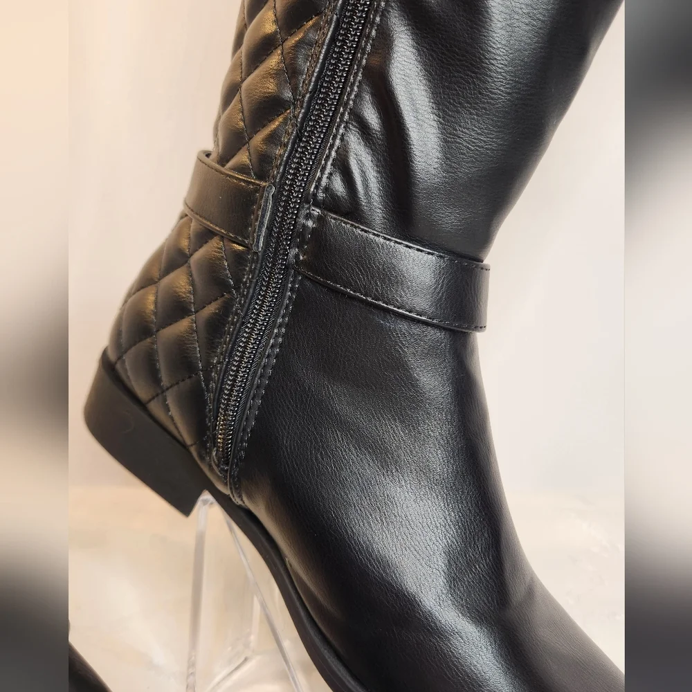 BAMBOO Quilted Black Over the Knee Boots Size 6